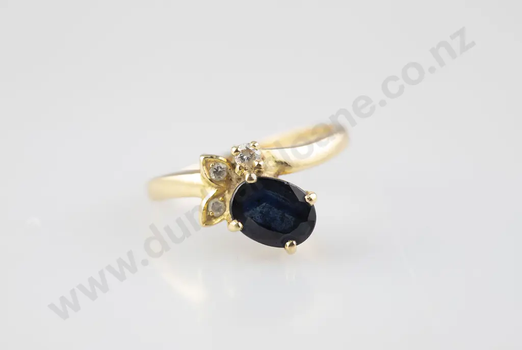 18ct Four Stone Sapphire and Diamond Floret Ring Image 1++