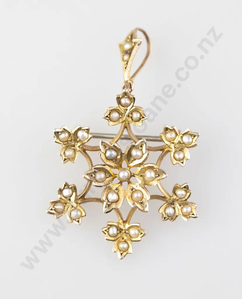 Edwardian 9ct Star Burst Brooch/Pendant Image 1++