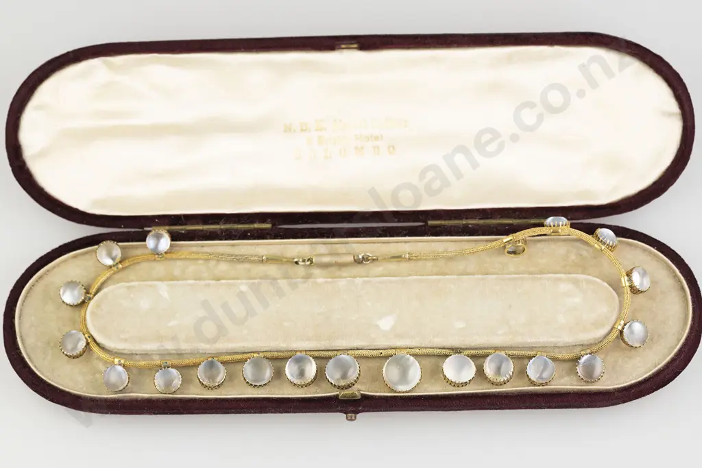 Edwardian Silver Gilt Moonstone Necklet Image 1++
