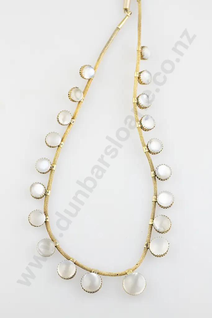 Edwardian Silver Gilt Moonstone Necklet Image 1++
