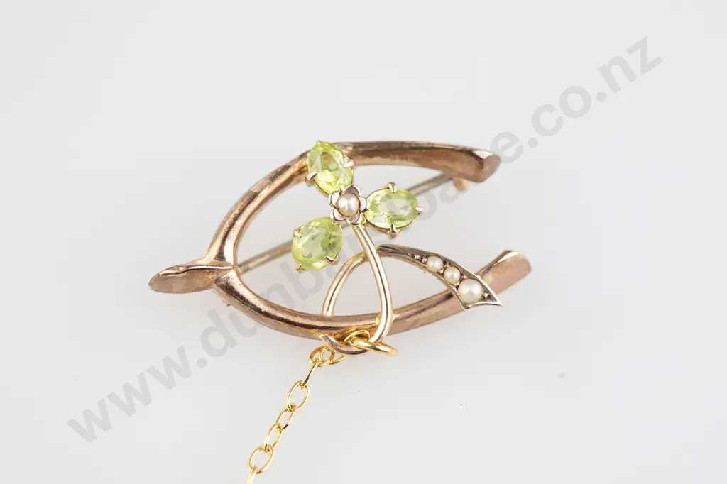 Victorian 9ct 'Lucky Wish Bone' Brooch Image 1++