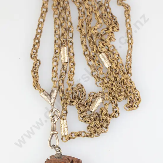 Victorian Finely Woven Straw Trace Link Muff Chain