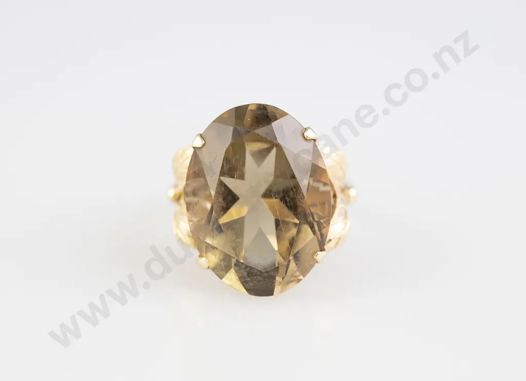 14ct Single Stone Smokey Quartz Dress Ring Image 1++