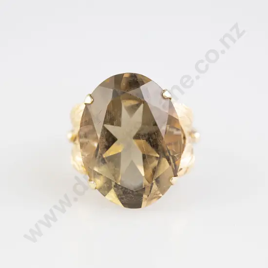 14ct Single Stone Smokey Quartz Dress Ring