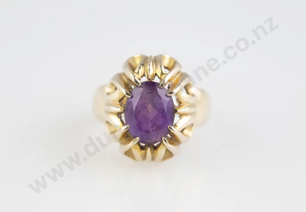 9ct Single Amethyst Dress Ring Image 1++
