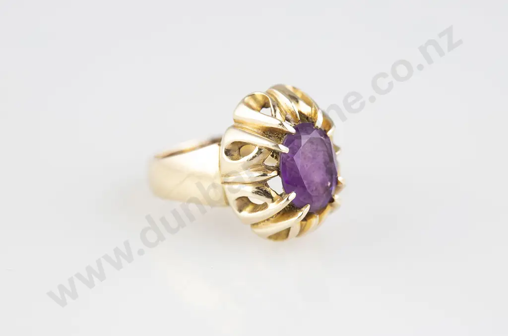9ct Single Amethyst Dress Ring Image 1++