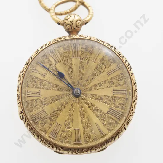 18ct Open Face Key Wind Pocket Watch