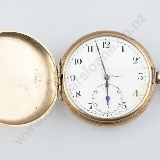 9ct Plain Hunter Cased Lever WInd Pocket Watch