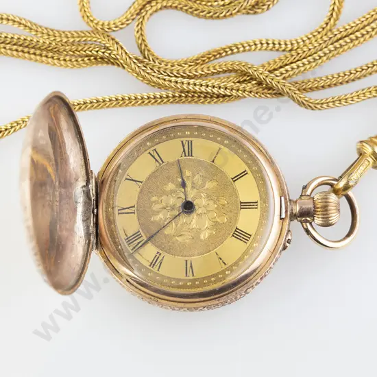 9ct Hunter Cased Lever Wind Small Pocket Watch