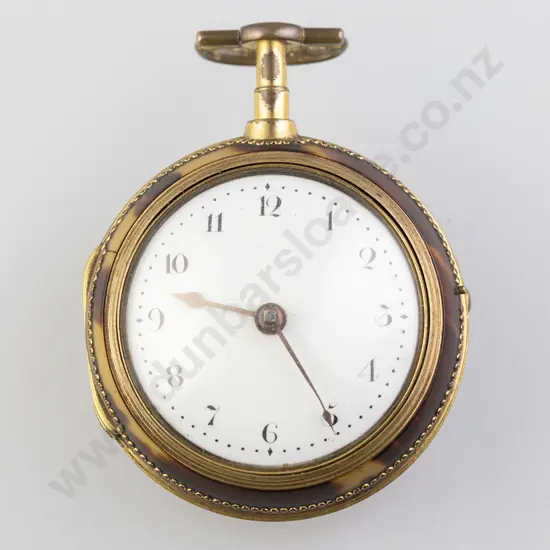 Late C18th Pair Cased Verge Key Wind Pocket Watch By Darlington of London