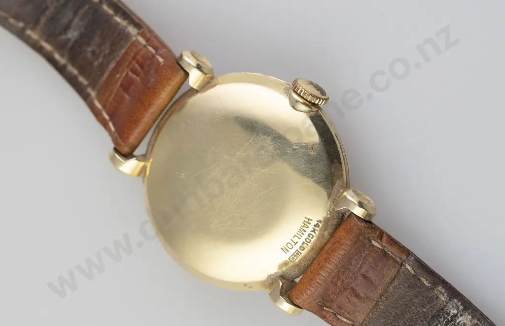 Vintage 14ct Cased Gents Wristwatch by Hamilton Image 1++