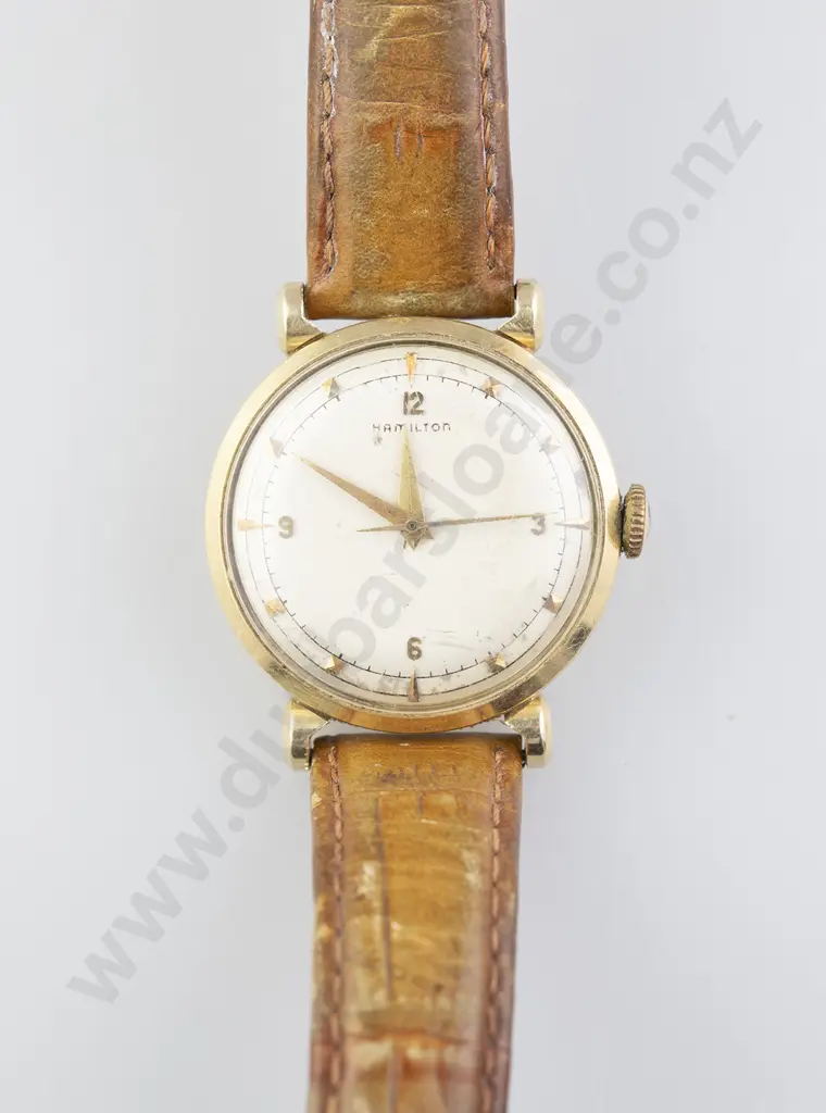 Vintage 14ct Cased Gents Wristwatch by Hamilton Image 1++