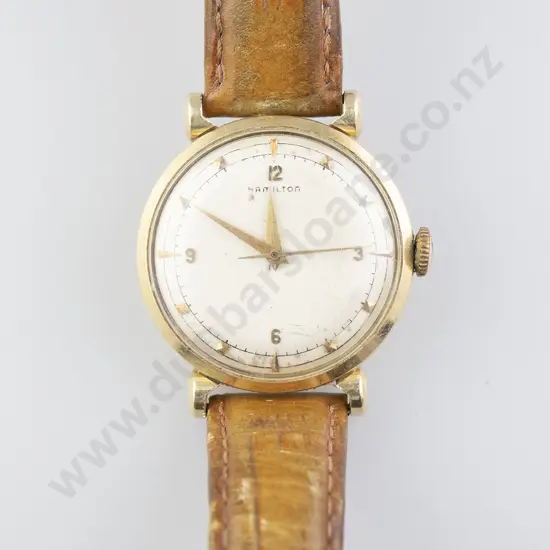 Vintage 14ct Cased Gents Wristwatch by Hamilton