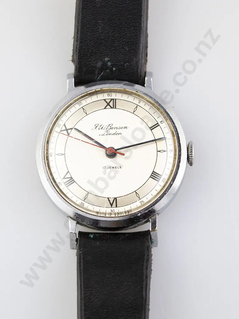 Vintage Stainless Steel Cased Gents Wrist Watch by JW Benson England Image 1++