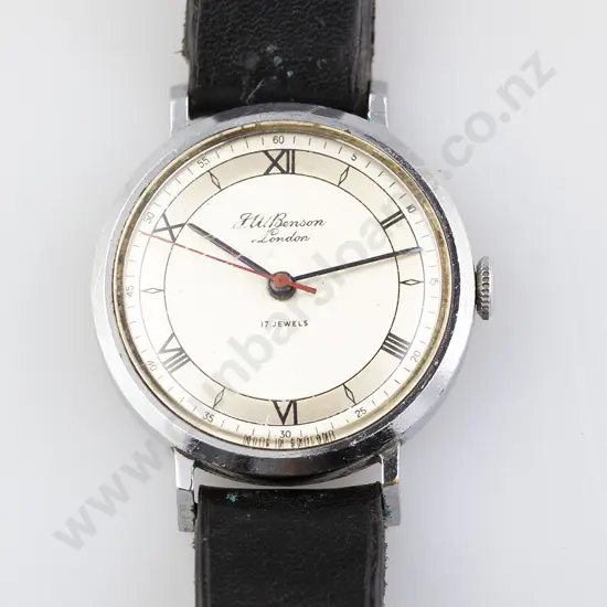 Vintage Stainless Steel Cased Gents Wrist Watch by JW Benson England