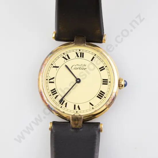 C1990 Must de Cartier Vermeil Argent Quartz .925 Ladies Wrist Watch