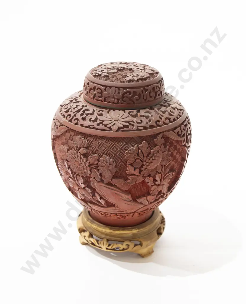 Chinese Cinnabar Lacquer Ginger Jar Image 1++