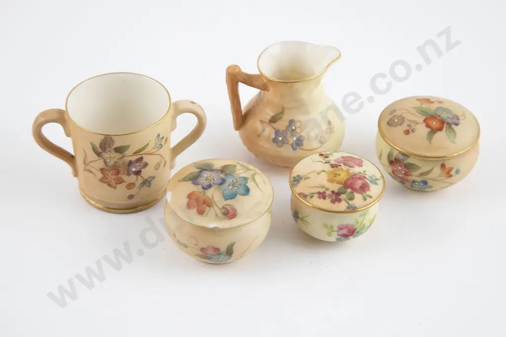 Five Royal Worcester Miniature China Pieces Image 1++