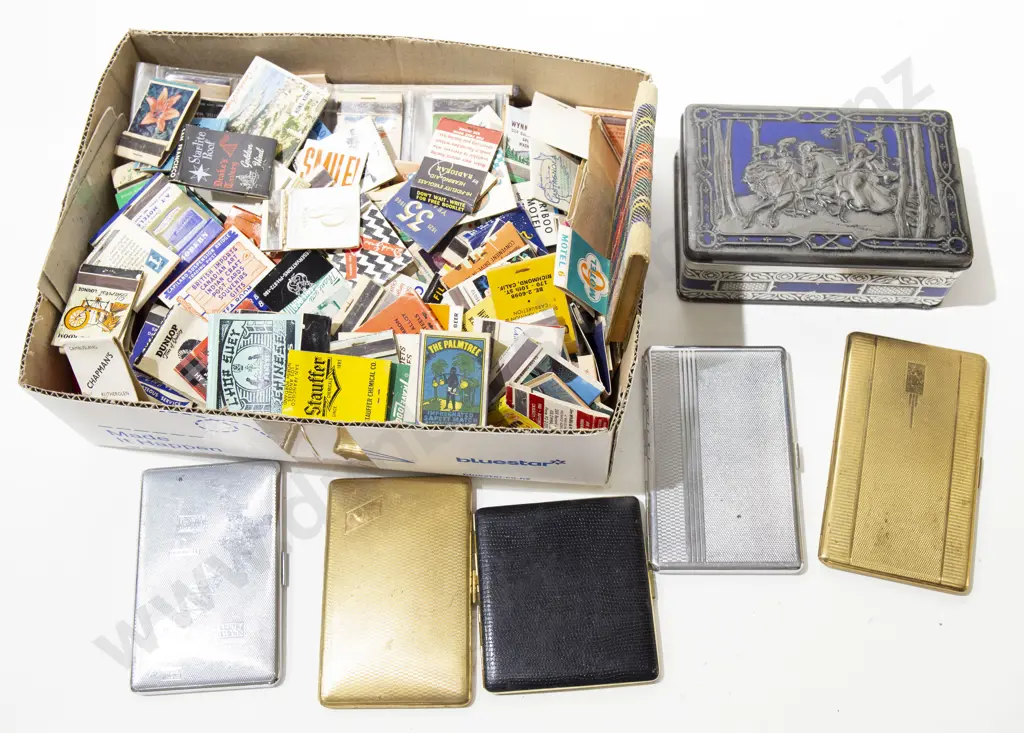 Box With Cigarette Cases and Match Boxes Etc Image 1++