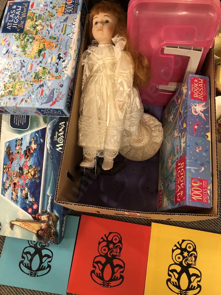 Box With Doll / Jigsaws / Fishing Tackle Image 1++