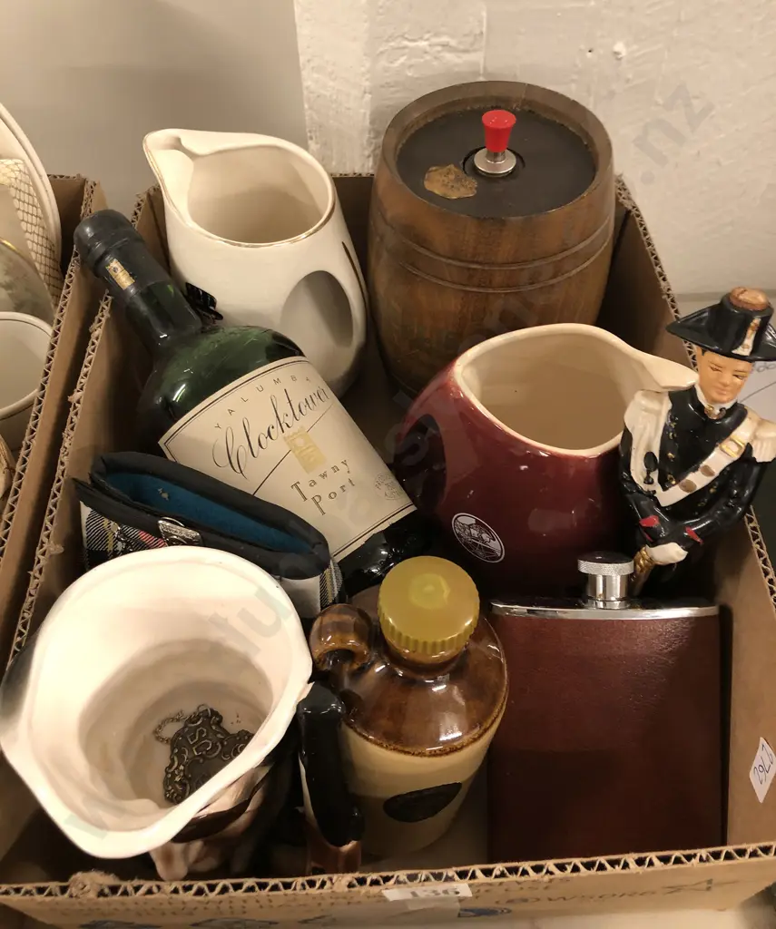 Box of Whiskey advertising and Bottle of Port Image 1++