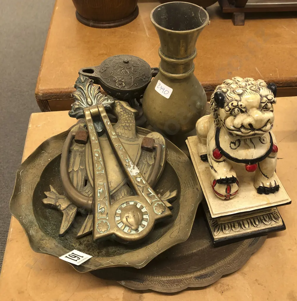 Qty of Brass Ware and Temple Lion Image 1++