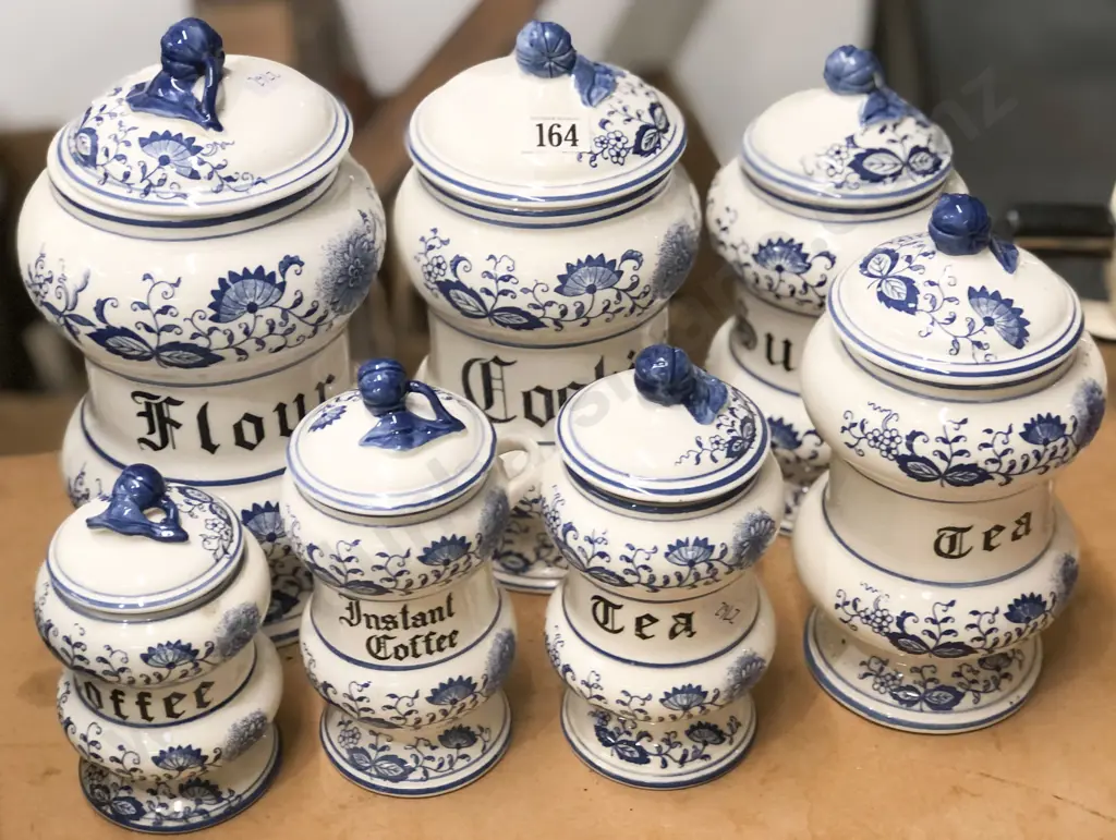 Seven Blue and White Storage Jars Image 1++