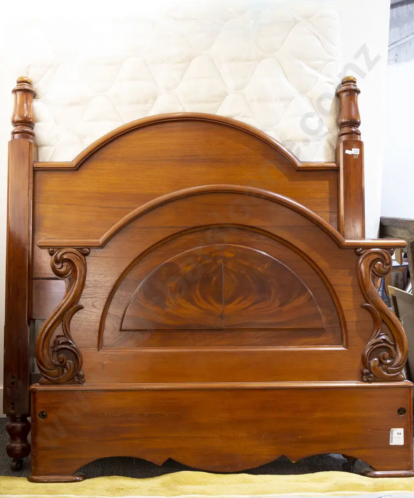 Victorian Mahogany Three Quarter Bed and Mattress (slat base) 183 x 134cm Image 1++
