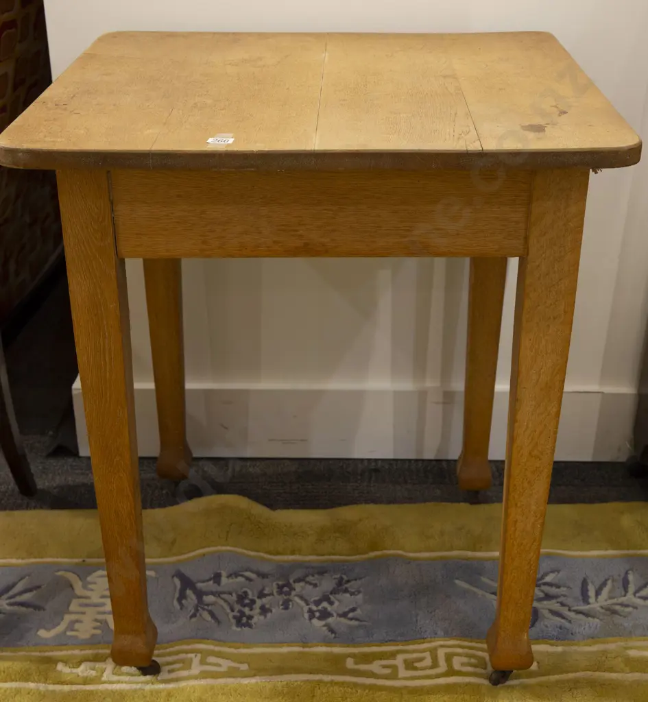 Edwardian Blonde Oak Side Table Image 1++