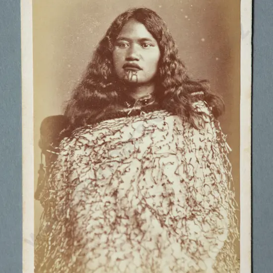 Samuel Carnell (Napier)  Portrait of a Maori woman in a korowai Carte de visite albumen print