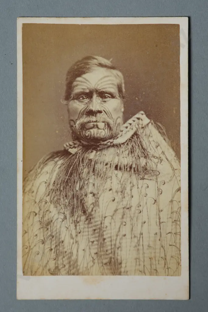 Samuel Carnell (Napier)  Portrait of a Maori chief wearing a korowai (cloak) Image 1++