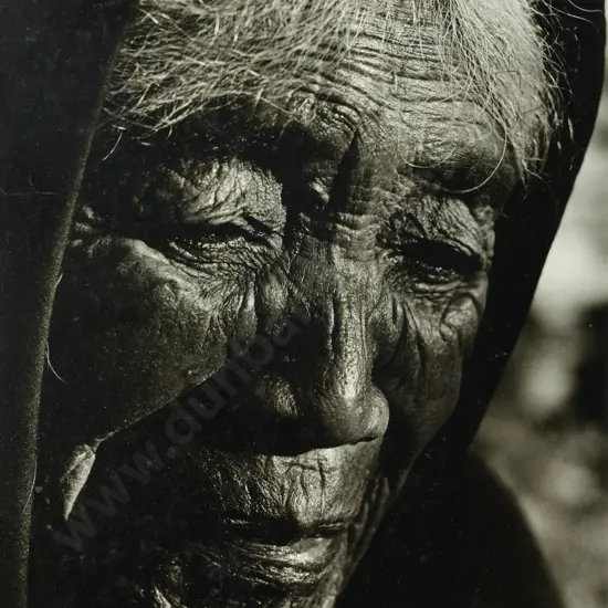 Allan Baldwin  Maori Kuia with Ta moko  A rare black and white portrait photo