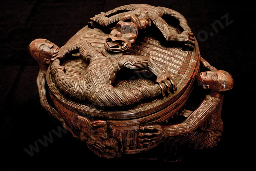 An Historically Important Kumete Whakairo (Carved Lidded Presentation Bowl) Image 1++