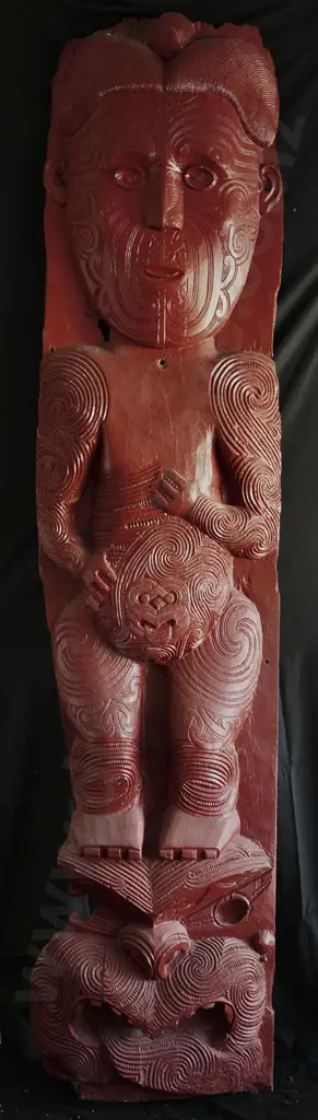 Tene Waitere  A large and Important Carved Poupou (Carved Ancestral Panel) Image 1++