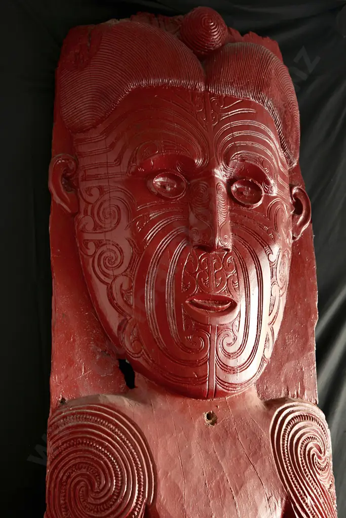 Tene Waitere  A large and Important Carved Poupou (Carved Ancestral Panel) Image 1++
