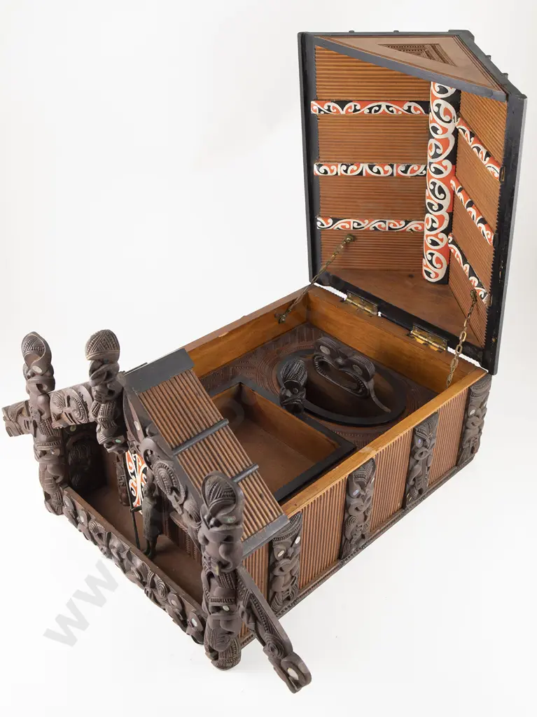 Cigar & Tobacco Box Modelled as a Wharenui (Dwelling) Image 1++