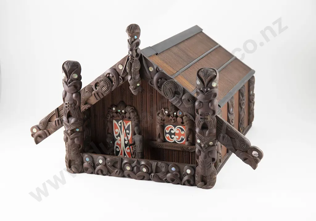 Cigar & Tobacco Box Modelled as a Wharenui (Dwelling) Image 1++
