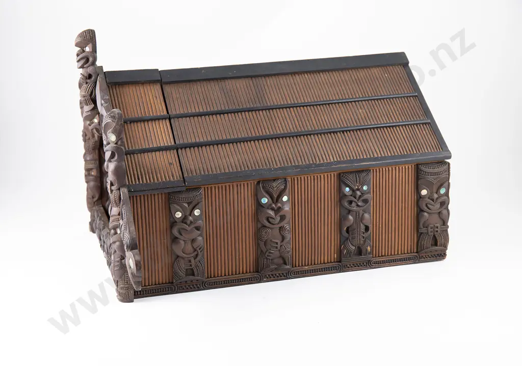 Cigar & Tobacco Box Modelled as a Wharenui (Dwelling) Image 1++