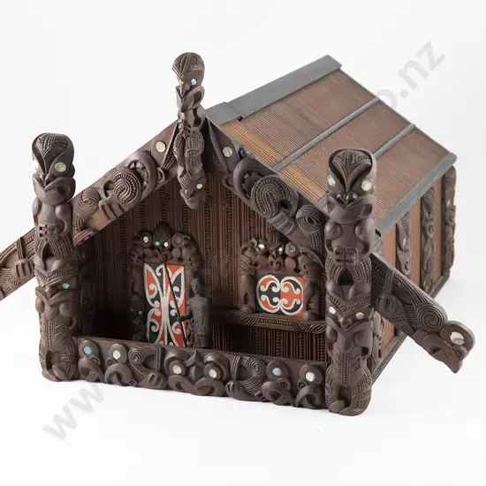 Cigar & Tobacco Box Modelled as a Wharenui (Dwelling)