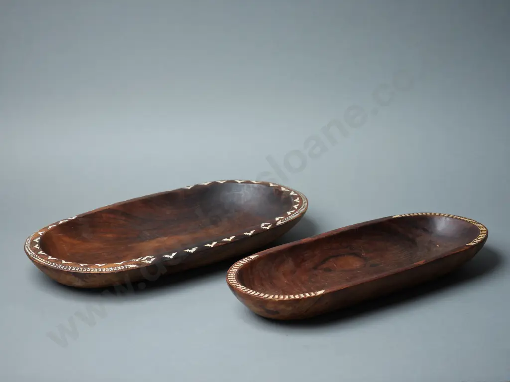 Two Fijian Rain Wood Food Bowls Image 1++