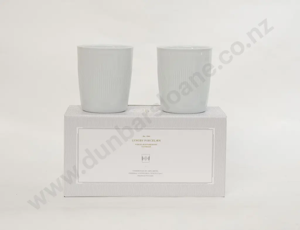 Lyngby Porcelaen "Thermodan" Pack of Two White Thermal Coffee Mugs Image 1++