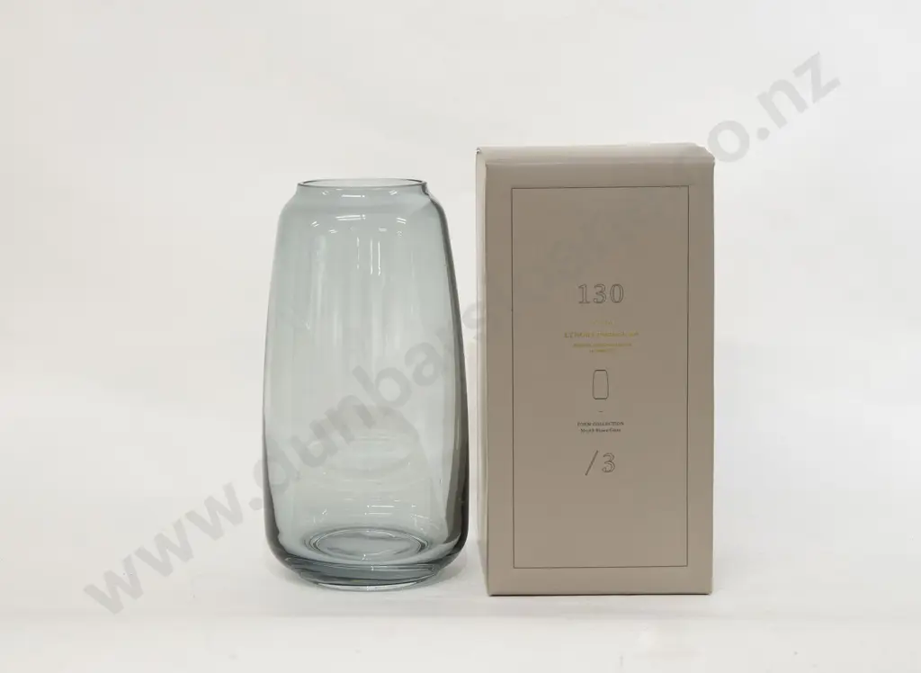 Lyngby Porcelaen "Form 130/3 Collection" Blue Glass Vase Image 1++