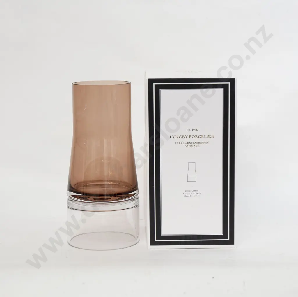 Lyngby Porcelaen "Joe Colombo" 2-in-1 Burgundy/Clear Glass Vase - Large Image 1++