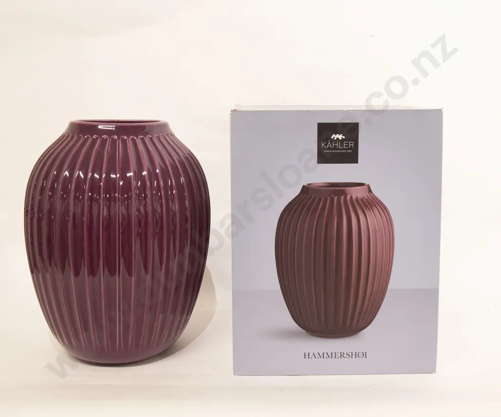 Kahler Large "Hammershoi" Plum Coloured Vase RRP $14 Image 1++