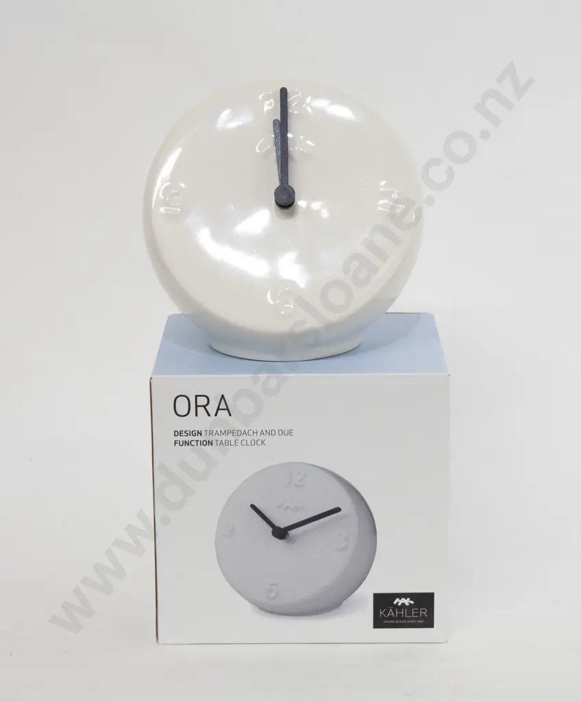 Kahler "Ora" White Glazed Table Clock Image 1++