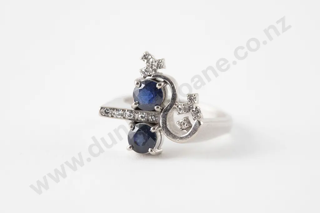 9ct White Gold 14stone Sapphire and Diamond Ring Image 1++