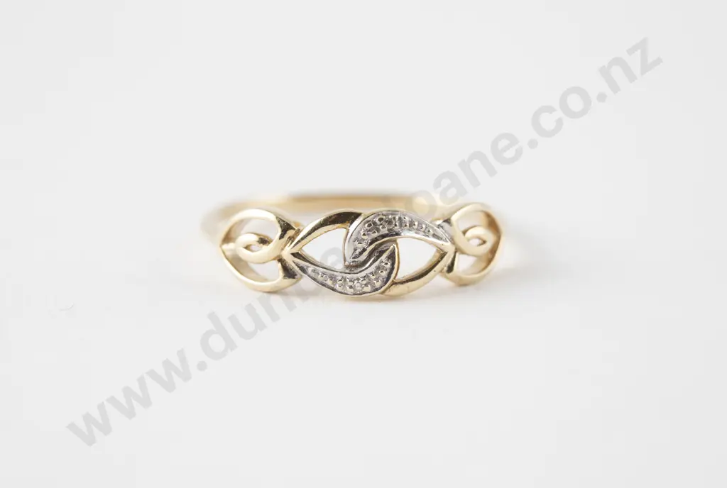 9ct Fancy Two Stone Diamond Band Ring Image 1++