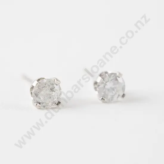 Pair 14ct White Gold Solitaire Diamond Stud Earrings