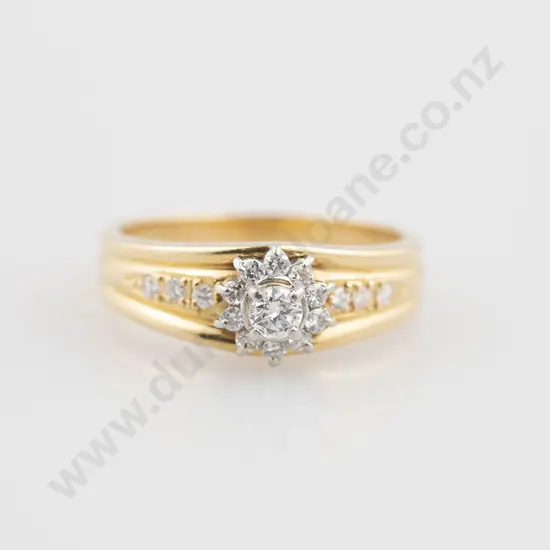 18ct 17stone Diamond Floret Cluster Ring