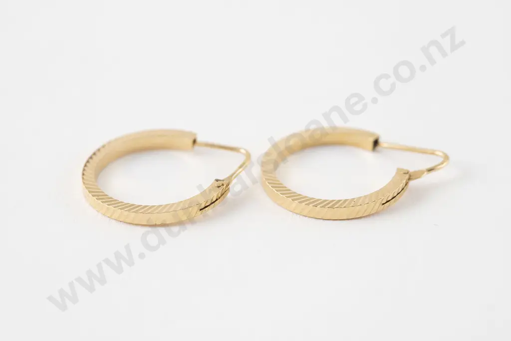 Pair 18ct Hoop Earrings Image 1++